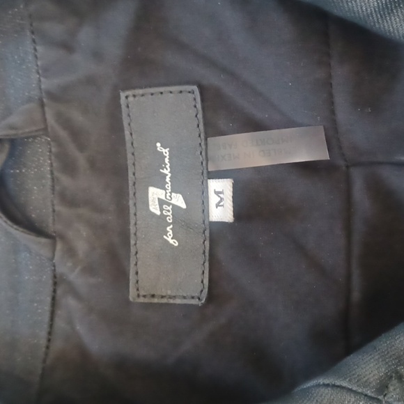 7 For All Mankind Moto Jacket Denim On Faux Leather Bikercore Office Siren - Picture 2 of 9